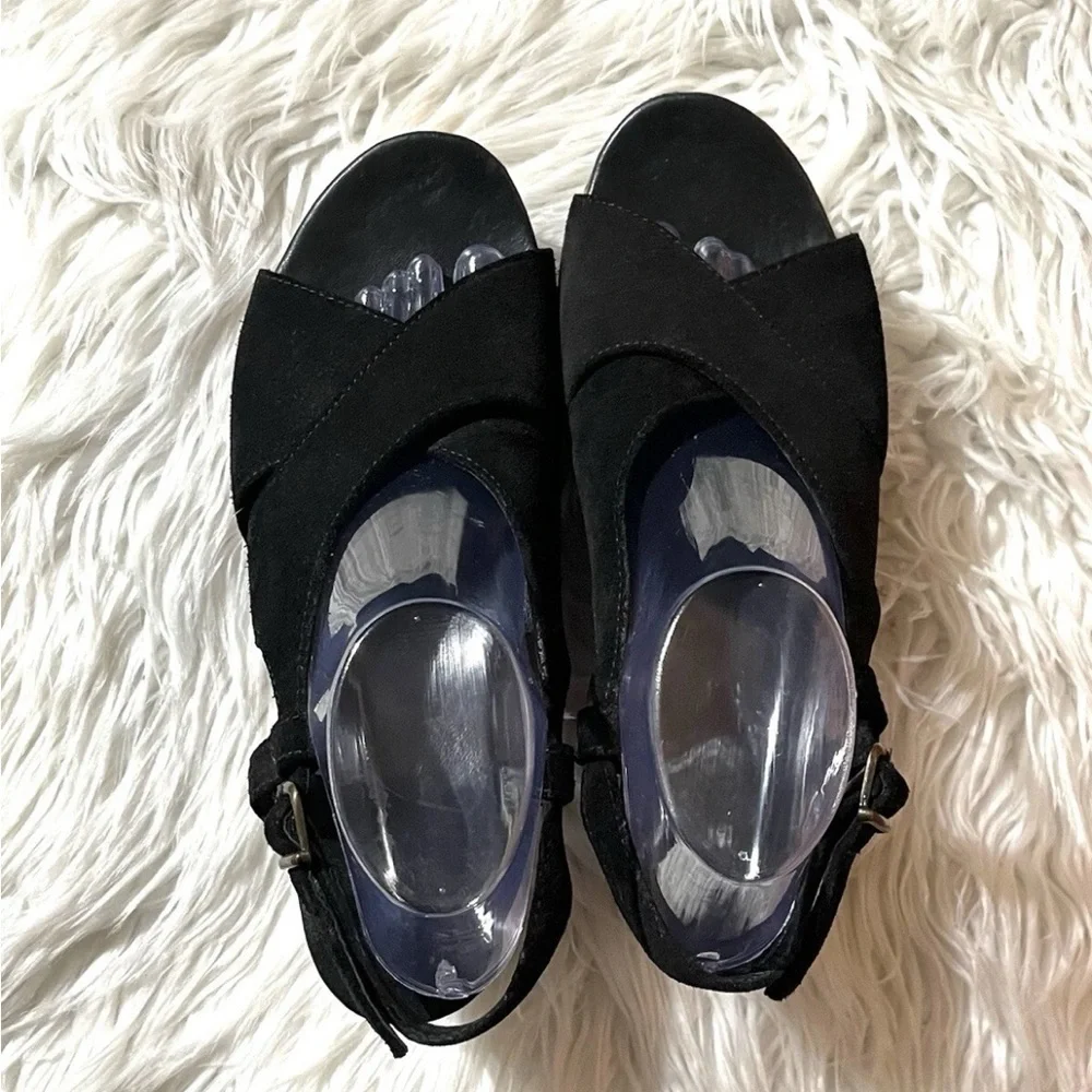 Cordani Josie Black Suede Leather Wedge Platform Sandals
